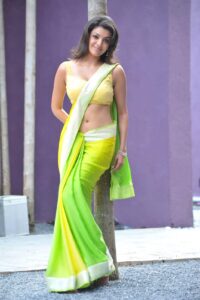 kajal navel in saree 2