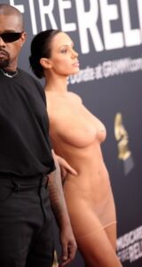 bianca censori nude showing boops and pussy in fully transparant cloth at grammy awards 2025 starlust 32 1