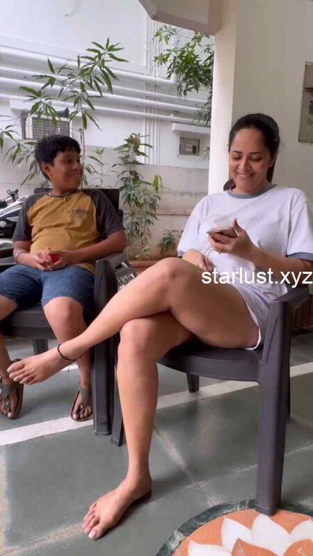 Anasuya hot thick thighs crossed legs in home HD starlust (37)