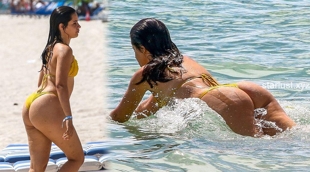 Camila Cabello – Beautiful Big Ass in a Sexy Yellow Thong Biki