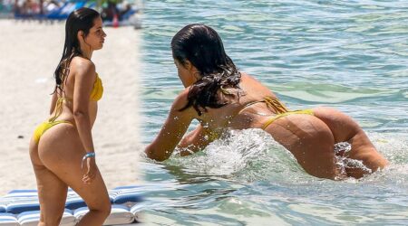 Camila Cabello – Beautiful Big Ass in a Sexy Yellow Thong Biki