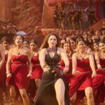 Tamannaah bhatia hot thighs shake and armpits in black slit dress from jailer movies (105)