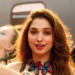 Tamannaah bhatia hot thighs shake and armpits in black slit dress from jailer movies (116)