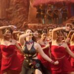 Tamannaah bhatia hot thighs shake and armpits in black slit dress from jailer movies (173)