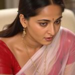 anushka shetty big boops and thighs and navel piercing unseen ai pics in saree (12)