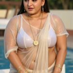 anushka shetty big boops and thighs and navel piercing unseen ai pics in saree