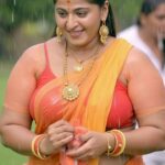 anushka shetty big boops and thighs and navel piercing unseen ai pics in saree (17)