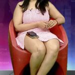 nithya shetty big thick thighs show in mini skirt @ viral prapancham movie interview starlust (10)