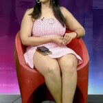 nithya shetty big thick thighs show in mini skirt @ viral prapancham movie interview starlust (30)