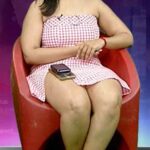 nithya shetty big thick thighs show in mini skirt @ viral prapancham movie interview starlust (39)