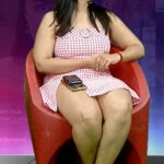 nithya shetty big thick thighs show in mini skirt @ viral prapancham movie interview starlust (41)