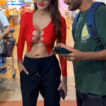 sherlyn chopra big boops show in street in red shirt starlust