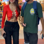 sherlyn chopra big boops show in street in red shirt starlust (6)