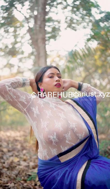 Moumi Showing Boobs through Net Blouse in Outdoor Photoshoot App Content (13)