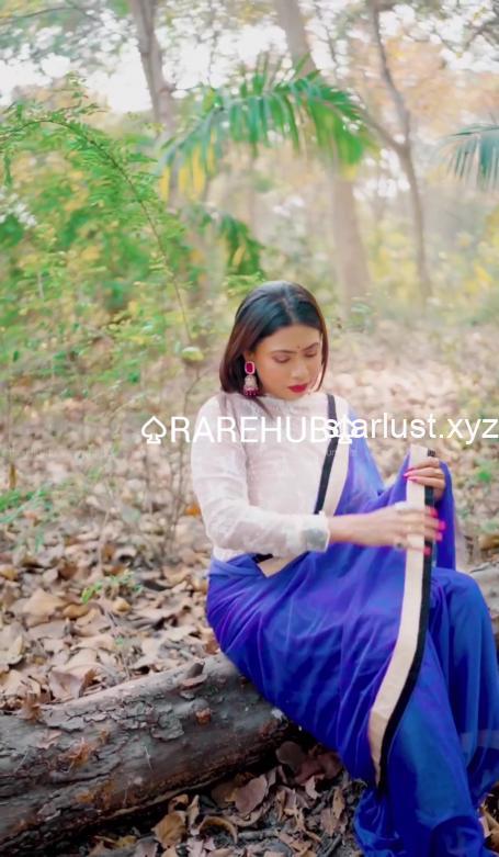 Moumi Showing Boobs through Net Blouse in Outdoor Photoshoot App Content (5)