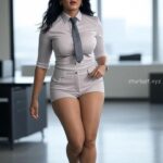 Anuska shetty stylish look with glasses and thighs,cleavage and navel show HD AI (103)