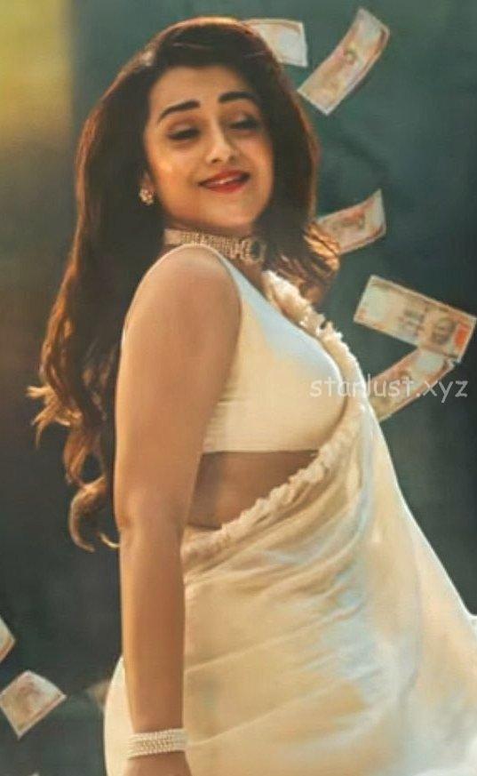 Trisha hot in white sleeveless saree from sugarbaby thuglife movie-starlust (19)