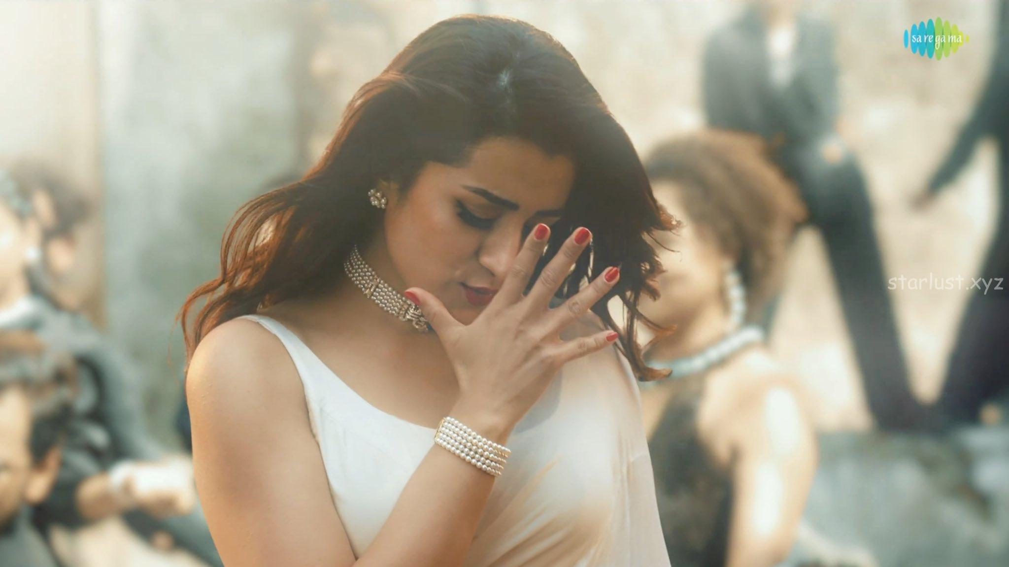 Trisha hot in white sleeveless saree from sugarbaby thuglife movie-starlust (9)